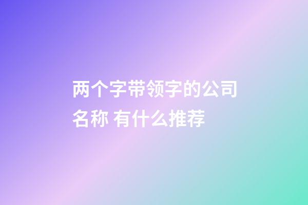 两个字带领字的公司名称 有什么推荐-第1张-公司起名-玄机派